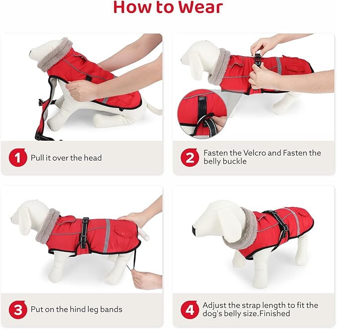 Dog Coat, Warm Dog Winter Coat Reflective Jacket Waterproof Fleece Vest, Pet Jacket Cozy for Cold Weather, Dogs Snowsuit Windproof, Adjustable Buckle for Large Extra Dogs
