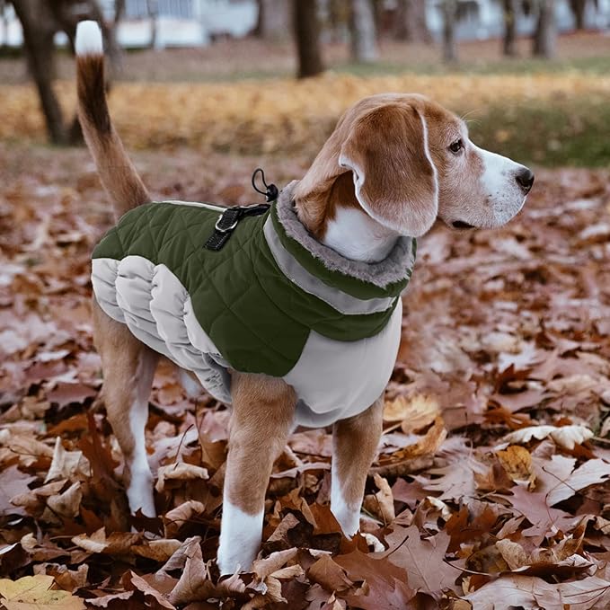 Lelepet Dog Coat Warm Dog Winter Coat Waterproof Dogs Jacket with Harness Built in Reflective Pet Fleece Vest Zip-Up Cold Weather Coats for Extra Large Dogs Turtleneck Windproof Coats Great Dane 3XL