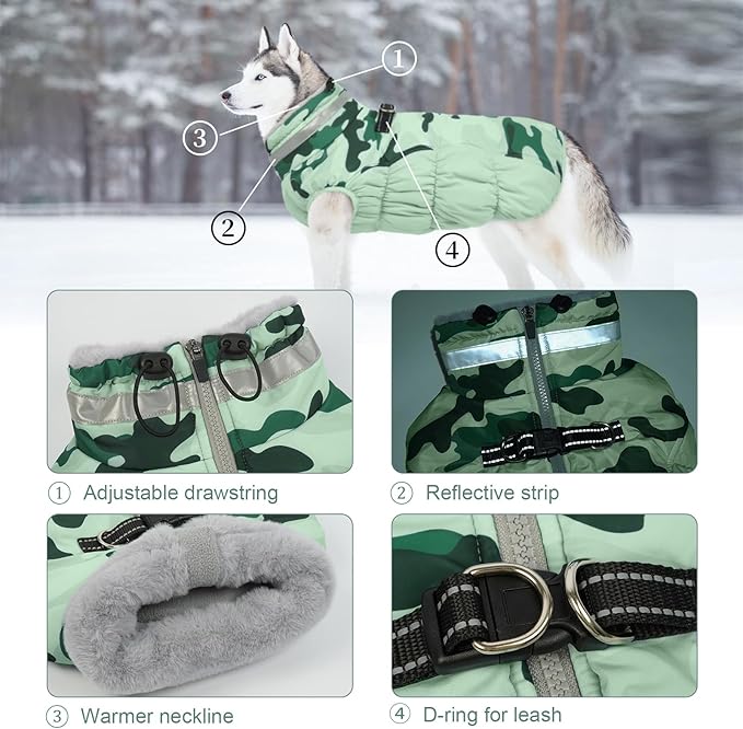 Lelepet Warm Dog Winter Coat Dog Coats for Small Dogs Waterproof Dogs Jacket with Harness Built in Reflective Cold Weather Coats Windproof Zip-Up Winter Fleece Vest Snowsuit Yorkie Shih Tzu S