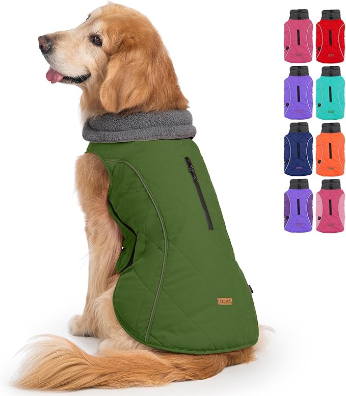 EMUST Dog Vests for Winter, Fleece Lined Dog Coat for Cold Weather Warm Jackets for Small Medium Large Dogs, XXXL