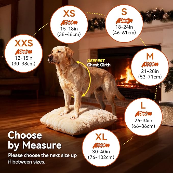 VIVAGLORY Softjoy Dog Coat, Dog Jacket for Winter & Christmas, Coat with Harness Hole & Velcro Closure, Reversible Plaid Checkered Warm Fluffy Heavy Duty for Puppy, XS, Khaki