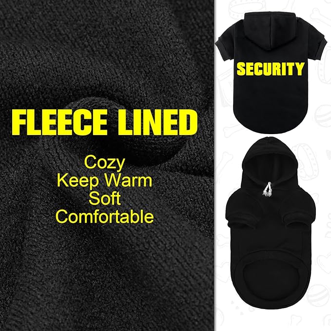 EXPAWLORER Security Dog Hoodie Puppy Sweater - Dog Sweatshirt Soft Fleece Lined Pet Clothes, Cold Weather Hooded Jacket Coat Keep Warm for Small Medium Large Dogs, Large