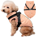 Dog Jacket with Harness,Fleece Lined Warm Puppy Coat for Winter,Soft Windproof Small Dog Vest,LightOrange M