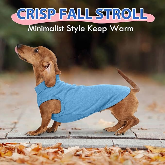 Stretch Fleece Dog Sweaters - Blue, L - Pullover Sleeveless Vest | Warm Stretchable Sweatshirt, Lightweight Breathablefor for Outdoor Movement,Dachshund,French Bulldog