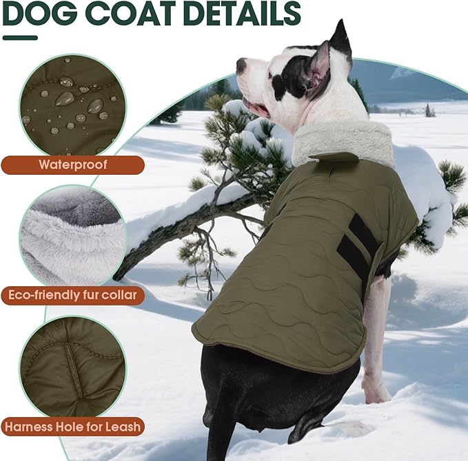 Kuoser XL Heavy Duty Dog Coat | -15°C Windproof Jacket for Husky - Anti-Chafe Fleece Neck