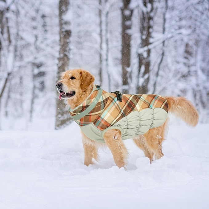 Lelepet Warm Dog Winter Coat Dog Coats for Extra Large Dogs Waterproof Dogs Jacket with Harness Built in Reflective Cold Weather Coats Windproof Zip-Up Winter Fleece Vest Snowsuit Great Dane 3XL