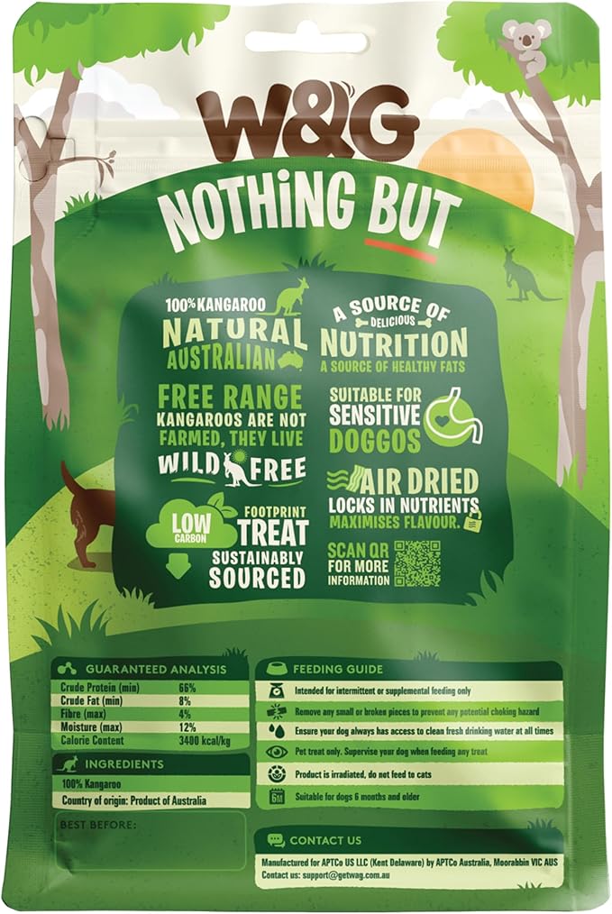 W&G Kangaroo Cubes, All Natural Dog Treats, Low Fat Air-Dried Lung Bites, Single Ingredient Snack for Sensitive Stomach Pets, Healthy Chews for Small to Large Dogs, No Fillers, No Grain, 5oz