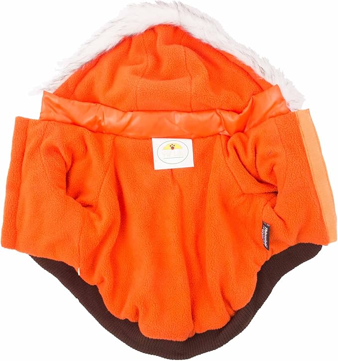 PET LIFE Classic Metallic Fashion Pet Dog Coat Jacket Parka w/ 3M Insulation and Removable Hood, Medium, Metallic Orange