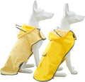 MAMORE Dog Raincoat Reversible,Waterproof Dog Rain Coat Hooded Slicker Poncho with Reflective Strip, Plaid Double Layer Rain Jacket for Small Medium Large Dogs (Yellow, Small)