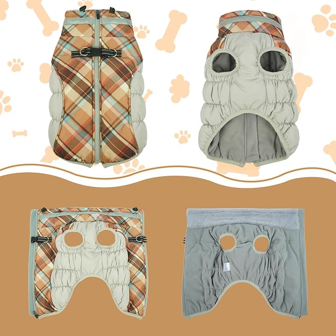 Lelepet Warm Dog Winter Coat Dog Coats for Extra Large Dogs Waterproof Dogs Jacket with Harness Built in Reflective Cold Weather Coats Windproof Zip-Up Winter Fleece Vest Snowsuit Great Dane 3XL