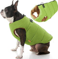 Gooby Padded Vest Dog Jacket - Solid Green, Small - Warm Zip Up Vest Fleece Jacket with Dual D Ring Leash Water Resistant for Small to Medium Dogs
