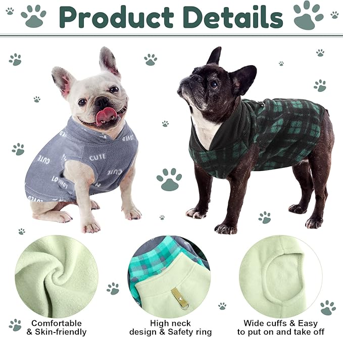 Weewooday 4 Pieces Winter Fabric Dog Sweater with Leash Ring Fleece Vest Dog Pullover Jacket Warm Pet Dogs Clothes for Puppy Small Dogs Cat Chihuahua Boy (Mix Pattern, M)