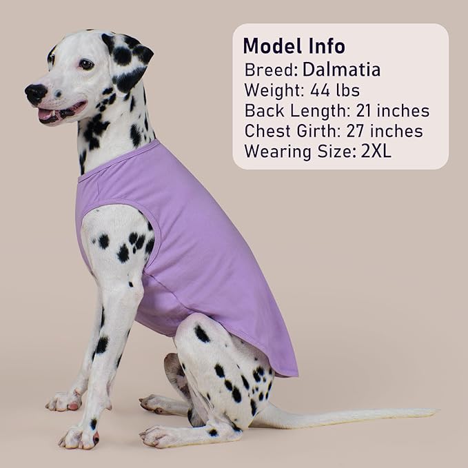 KYEESE 2Pack Dog Shirts for Large Dogs Cotton Striped Dog T Shirt Lightweight Pet Clothes Soft Sleeveless Vest Stretchy Tank Top, XXX-Large,Purple+Striped