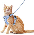 Rttochfy Cat Harness and Leash Set, Adjustable and Reflective Cat Vest, Escape Proof Kitten Harness, Easy to Put on with 3 Buckles for Cats Walking and Traveling (Blue, M)