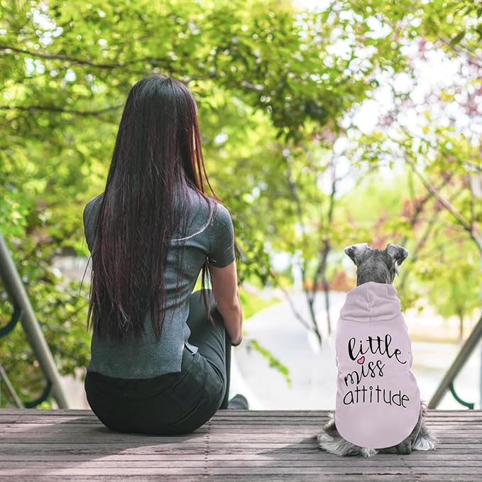 Cat Hoodies for Cats Puppy Pet Clothes Cat Apparel Little Miss Attitude Print Dog Hoodie for Small Medium Dogs Outfits for Kittens(Purple,XL)