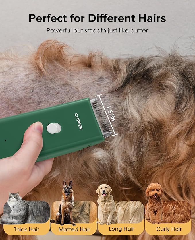 Pet Clippers for Dog Hair Grooming Low Noise, Rechargeable Cordless Cat Shaver with Ceramic Blade,Portable Pet Hair Trimmer for Matted & Long Hair