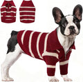Small Dog Sweater with Zipper, Knitted Striped Pullover Dog Clothes for Cold Weather, Thick Warm Cozy Stretchy Sweater for Chihuahua, Bulldog, Dachshund, Pug(Red & White Strip, XL)