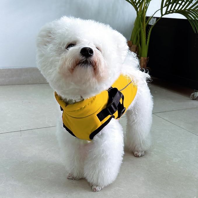 Dog Winter Coat Reflective Water-Resistant Jacket, Fleece Lined Windproof Puppy Coat with Back Zipper & D-Ring, Cold Weather Dog Coats for Small Medium Large Dogs (S, Orange)