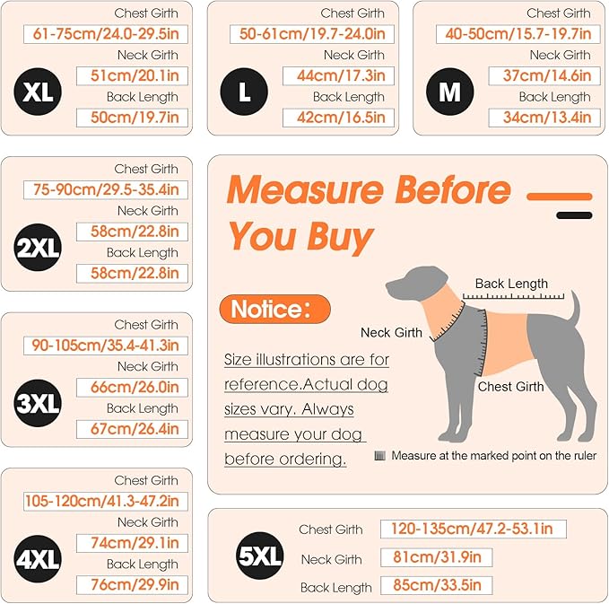 XL Dog Coat, Warm Dog Winter Jacket, Waterproof Dogs Snowsuit with Foldable High Collar, Reflective Strips, Leash Hole, and Adjustable Hook & Loop Closure - Ideal for Cold Weather - Orange XL