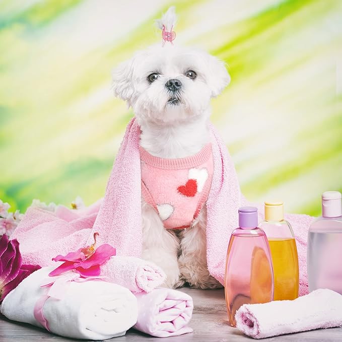 6 Pcs Puppy Clothes for Christmas Winter Warm Cute Pet Sweaters Flannel Dog Vest Paw Print Cat Clothes for Chihuahua Dachshunds Male Female Puppy(Animal Pattern,M(Body Length:11.8” Chest:15.7”))