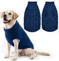 PUPTECK Dog Sweater, Turtleneck Warm Knitted Pullover Coat, Thick Cable Knitwear Clothes in Winter, Pet Apparel Outfits for Large Dogs, for Cold Weather Indoor & Outdoor, Deep Blue ML