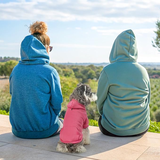 SCENEREAL Dog Hoodie Sweaters for Small Medium Large Size Dogs, Fleece Dog Sweatshirt with Hat and Pocket,Soft Cold Winter All Weather Dog Clothes for S to XL Sized Dogs, Pink S