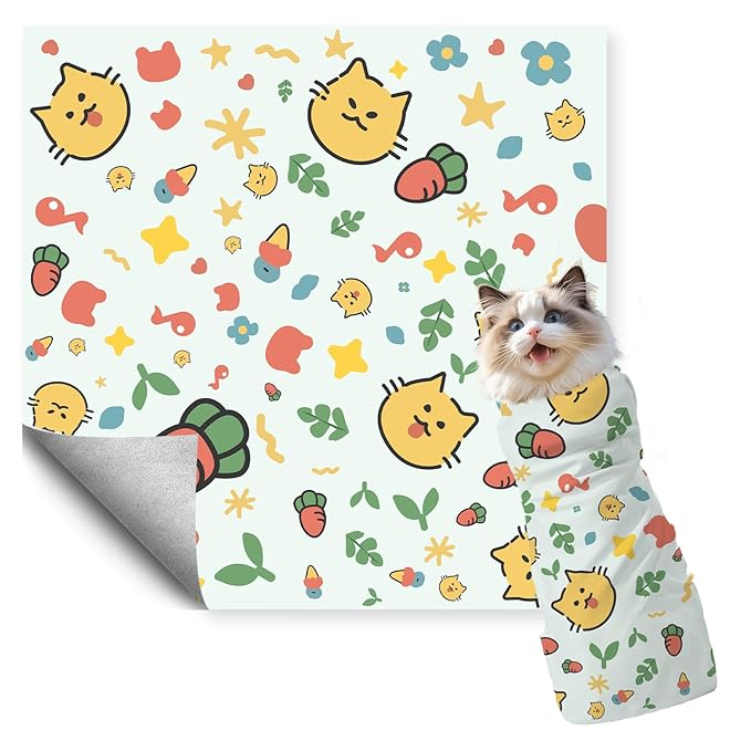 27.6"Cat Grooming Wrap (for nail trimming and veterinary care) - Large-Scale Anti-Escape Cat Containment Device- Multifunctional pet grooming essential, (C3 Suitable for 15 lbs)