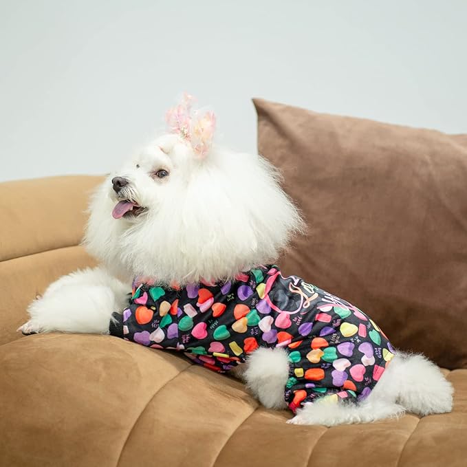 CuteBone Small Dogs Valentines Outfit Soft Puppy Onesies Pjs Dog Pajamas Pet Coat Cat Apparel Comfy Doggie Jumpsuit Bodysuit for All Seasons P272XL
