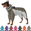 SUNFURA Full Body Dog Coat - Warm Fleece Jacket for Extra Large Dogs, Turtleneck Winter Coats with Harness, Reflective Dog Snowsuit Windproof Puffer Jackets with Legs for Great Dane, Army Green 3XL