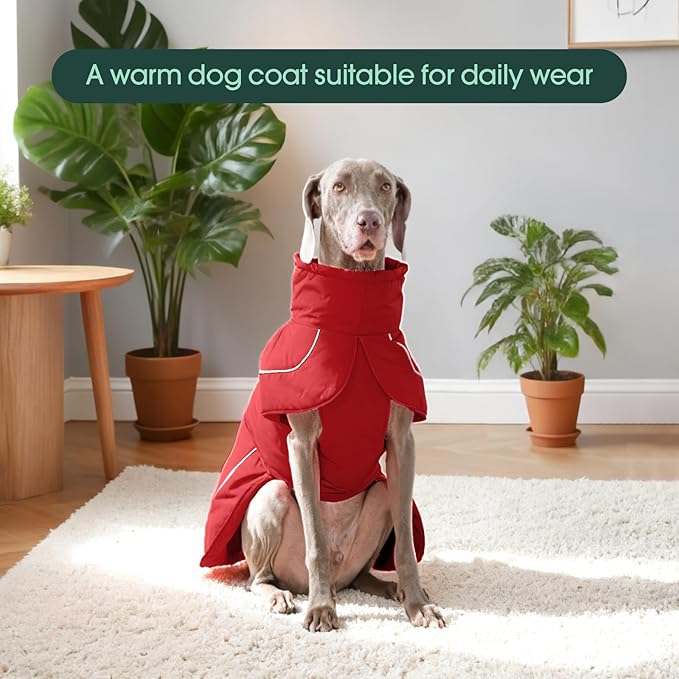 Kuoser Dog Coat, Dog Jackets for Small Dogs, Winter Reflective Puppy Puffer Jacket, Waterproof Dogs Snowsuit with Fleece Lining, Turtleneck Pet Vest Apparel for Cold Weather
