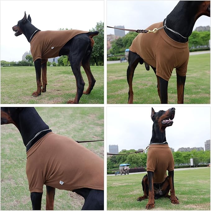 Lovelonglong Ribbed Dog T-Shirt Cotton Knitted Dog Sweaters for All Season Pet T-Shirts for Large Medium Small Dogs Coffee S
