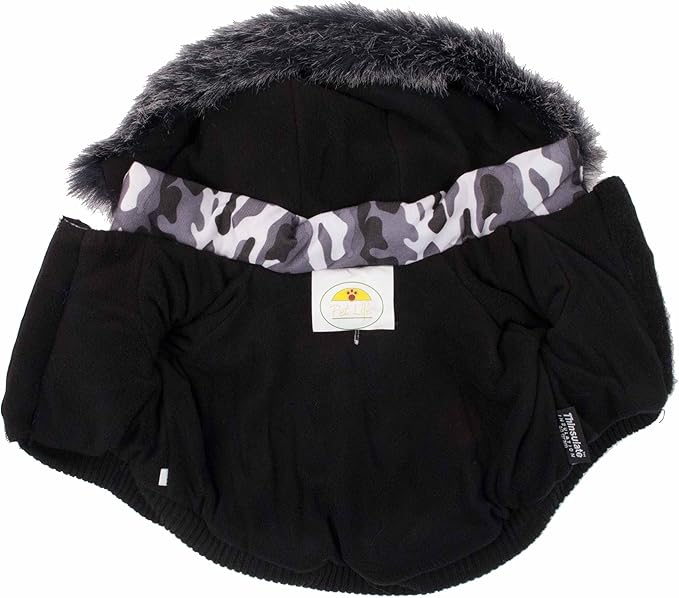 PET LIFE Classic Metallic Fashion Pet Dog Coat Jacket Parka w/ 3M Insulation and Removable Hood, Small, Deer Pattern