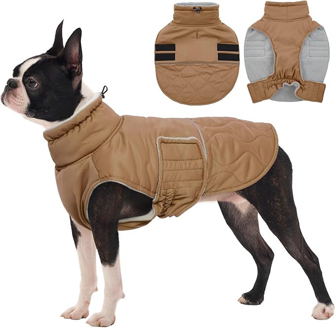FUAMEY Winter Warm Coat: Fleece Turtleneck Dog Jacket, Thick Waterproof Windproof Coats for Cold Weather. Snowsuit Vest for Small to Large Dogs.