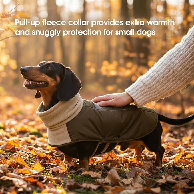 ASENKU Dog Coat, Dog Winter Jackets with Fleece Turtleneck, Windproof, Reflective Pet Snow Jacket for Cold Weather, Coats for Extra Large Size Dogs Army Green, XXXL