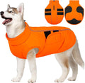 Kuoser XXXL Dog Coat, Dog Jackets for Large Dogs, Reflective Pet Winter Coat Cold Weather Coats, Doggie Snow Jacket Warm Apparel Clothes for Great Dane, Orange XXXL