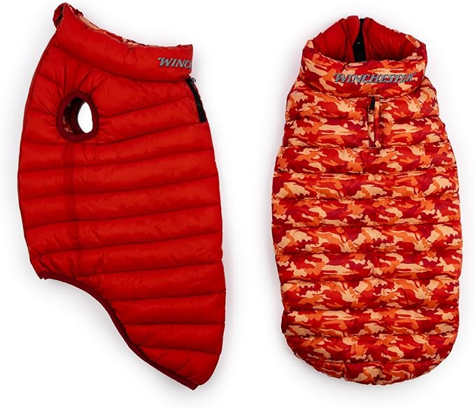 Winchester Pet Premium Reversible Dog Puffer Vest, Red, Extra Large