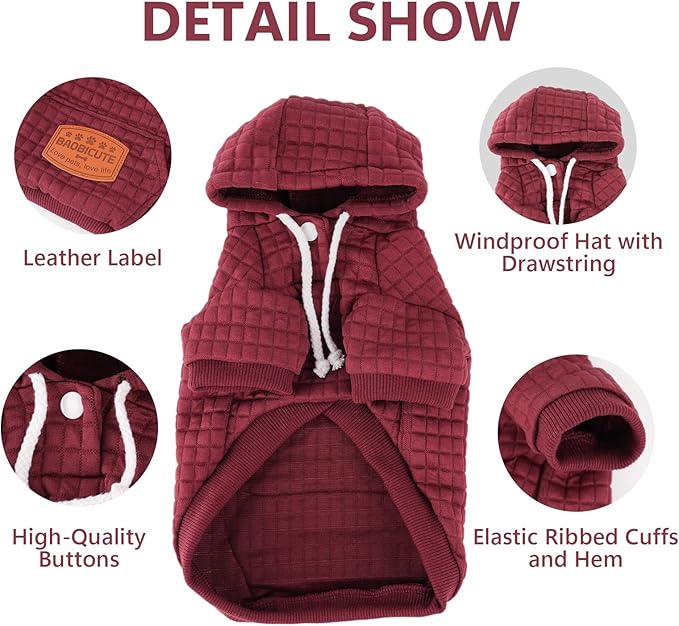 2 Pack Dog Hoodie Sweaters for Small Medium Dogs Warm Dog Clothes for Large Dogs Soft Waffle-Like Laminated Sweatshirt Bulldog (Brown+Wine Red, 3XL (Back: 29.5",Chest: 36.5", Neck: 27"))