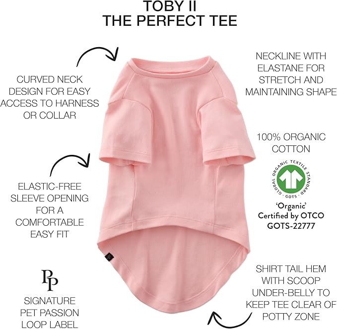 Toby II - The Perfect Tee, 3 Pack Short Sleeve Pet T-Shirt 100% Organic Cotton Tees Clothes for Small, Medium, Large Dogs, Pink Camo, X-Large