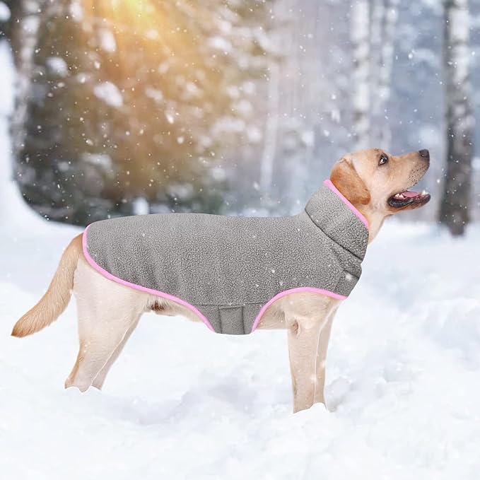 Malier Dog Winter Coat, Reversible Fleece Dog Cold Weather Coats, Windproof Warm Snow Puppy Jacket Vest Pet Clothes for Small Medium Large Dogs (Pink, Large)