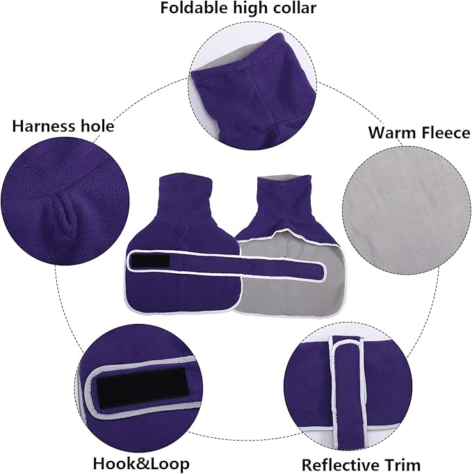 Geyecete Dachshund Sweaters for Dogs Jacket,Dachshund Coat Perfect Dog Winter Coat with Padded Fleece Lining,high Collar,Dog Snowsuit-Purple-L