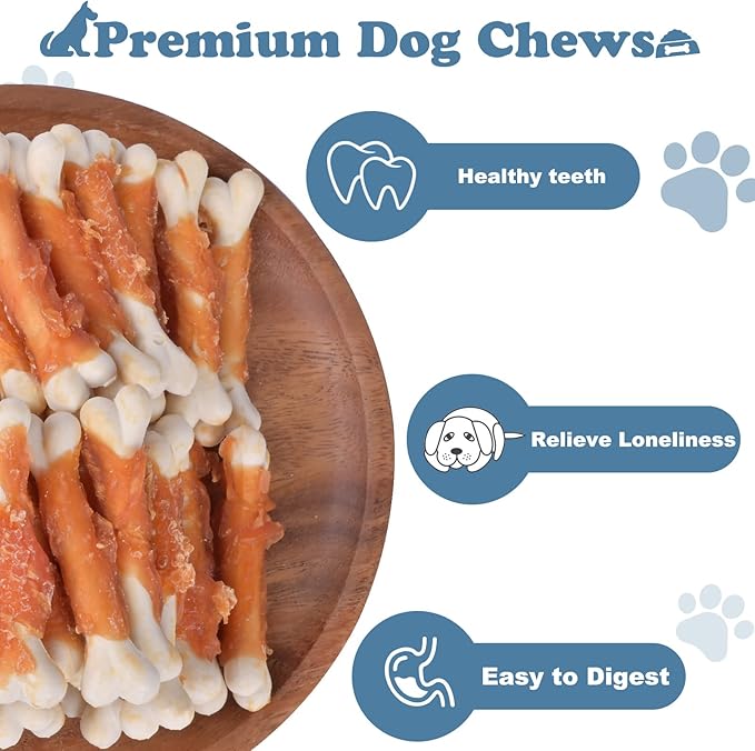 Dog Chews Puppy Training Teeth Clean Snacks Chicken Wrapped Calcium Bone Rawhide Free Dog Treats 1 lb/454g
