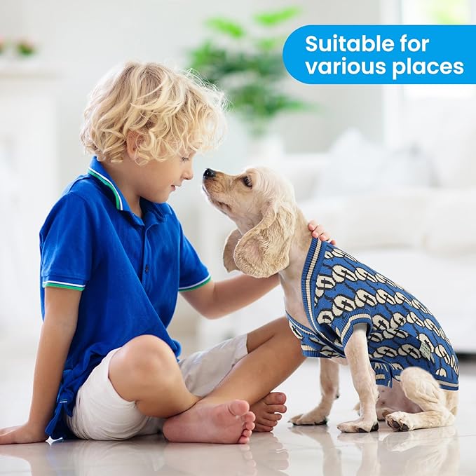 Pet Sweaters for Dogs Boys and Girls, Dynamic Letter Patterned Dog Sweater,Dog Cardigan,Pet Clothes,Pet Knitted Clothing,Fit for Different Seasons and Kinds of Dogs (Blue L)