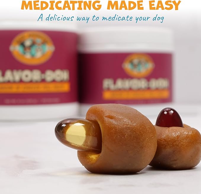 Flavor-Doh - Flavored Pill Wrap for Dogs to Hide Capsules and Create Pill Treats for Dogs - Easy-to-Use Treat Paste for Pet Medication - Bacon n' Cheese (8oz)