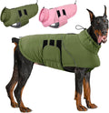 ASENKU Extra Warm Dog Coat - Winter Jacket with Fleece, Reflective, Adjustable, Zippered Leash Hole for Large Dogs (Green, 3XL)