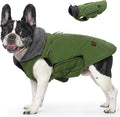 EMUST Winter Dog Coats, Fleece Pet Apparel for Cold Weather, British Style Windproof Warm Dog Jacket for Winter, Green, XS