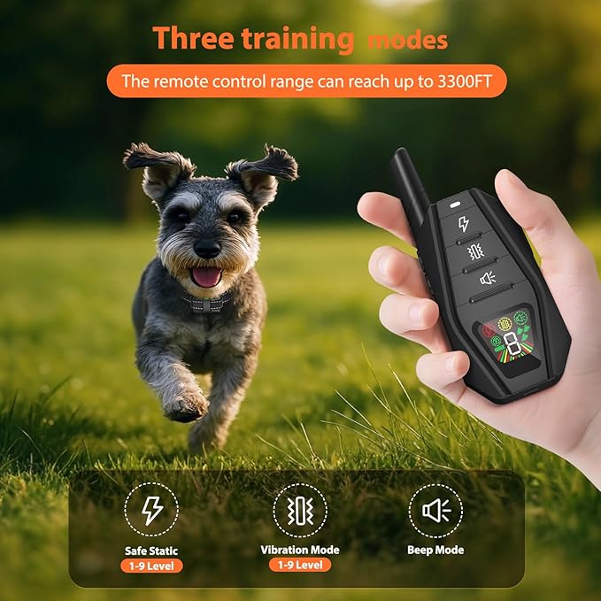 Small Dog Shock Collar for Small Dogs 5-15lbs, Ultra-Dog Training Collar with 3300Ft Remote Range,3 Training Mode Beep,Vibration,Shock, Waterproof Bark Collar (Black-B)