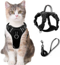 Cat Harness and Leash Set for Walking Escape Proof for Small Large cat Kitten Harness with ID tag Pocket (Black,S)