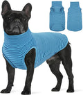 ROZKITCH Fleece Dog Pjs for Medium Dogs Boy, Cozy Stretchy Turtleneck Jumper for Winter Spring Autumn, Machine Washable Pet Clothes for Indoor & Outdoor BlueStripe L