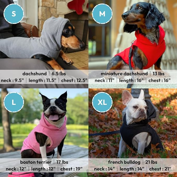 Gooby Fleece Vest Hoodie Dog Sweater - Purple, Small - Warm Pullover Dog Hoodie with O-Ring Leash for Small to Medium Dogs