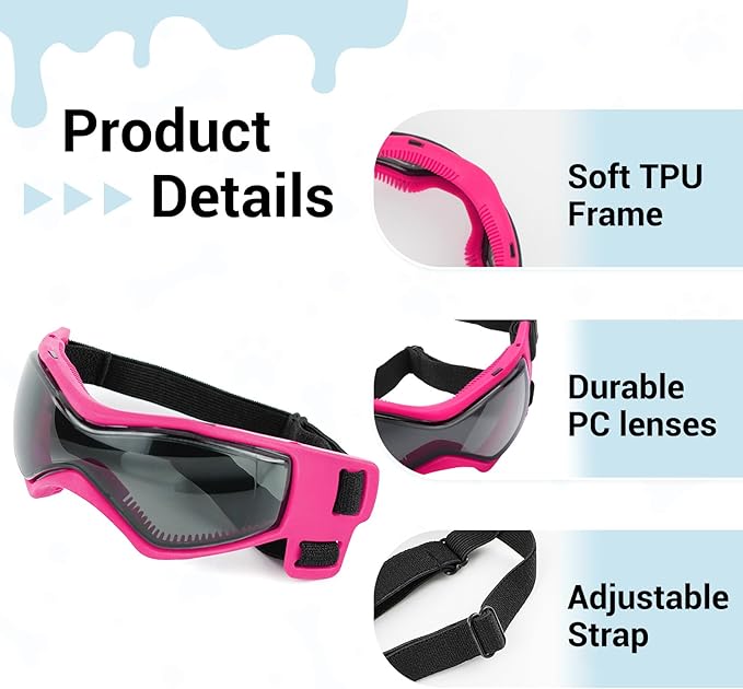 Dog Helmet with Dog Goggles for Small Dogs - Pet Motorcycle Helmet Hat with Ear Holes Adjustable Straps Safety Helmet for Puppy Riding - Pink